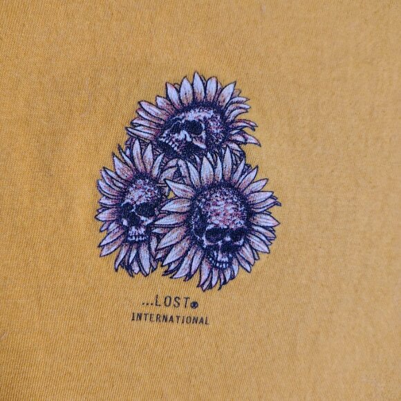 Lost Enterprises T Shirt Size Medium Yellow Sunflower Skull Skateboard Surfing - Picture 3 of 9